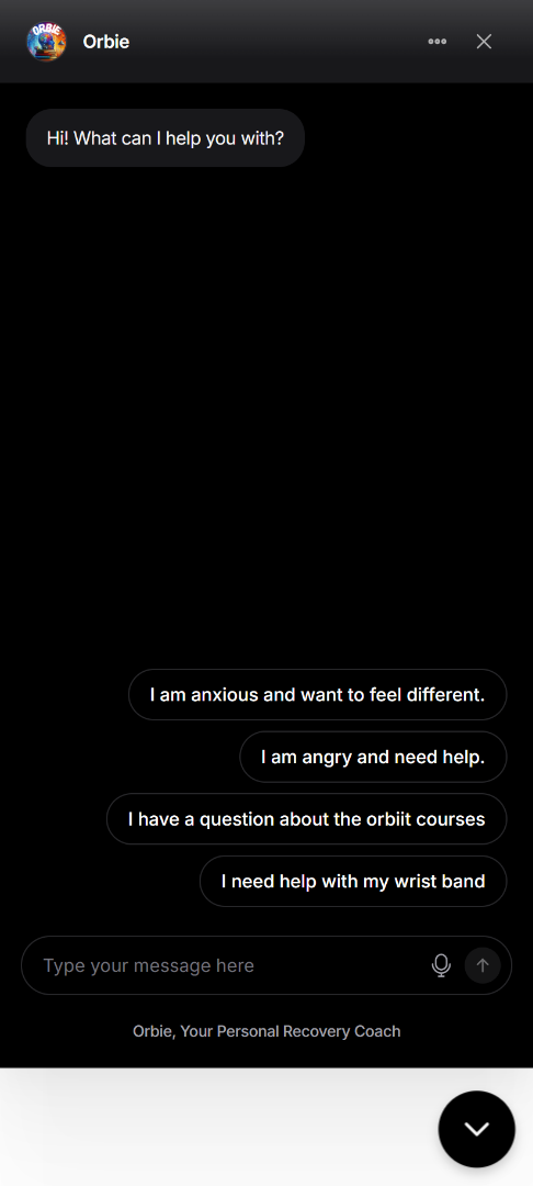 Orbie AI recovery coach chat